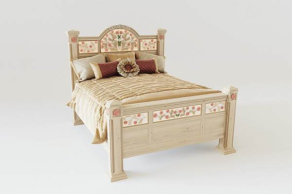 Кровать с декоративными вставками
